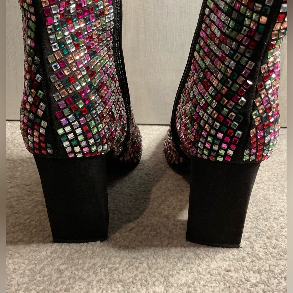 Wild Pair Ingrid Multi-Color Rhinestone Bling Ankle Booties - NIB - Size 8 - Picture 4 of 16